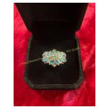 Ladies Turquoise Band w/clear Stone Size 6