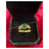 Ladies Stacked Emerald Colored Stone Ring 6