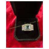 Ladies Turquoise Band Light Blue Center Ring 6