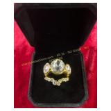 Ladies Stacked Opal Shaped Stone Ring Size 6