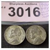 1945 P and 1942 P World War silver nickels