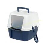 IRIS Jumbo Hooded Cat Litter Box, Navy - Blue