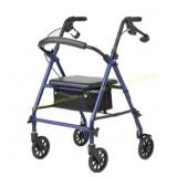 Medline Rollator Walker with Seat, Blue