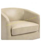 Uixe Cream PU Leather Swivel Arm Chair