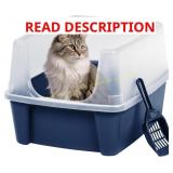 IRIS USA Large Cat Litter Box, Navy (No Scoop)