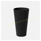 Veradek Demi 26 in. Black Round Plastic Planter