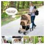 Costway Foldable Pet Stroller 4-Wheel Cat Dog