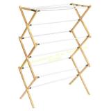 Unbranded Folding Pine Wood Clothes Drying Rack