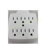 3ct Projex 6 Outlets Grounded Adapter, White