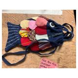 Folk Art Fish Shoulder Purse W/Drawstring Closure