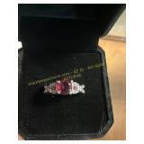 Ladies Ruby Colored Gemstone Promise Ring 6