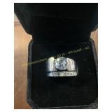 Stacked Multi Clear Stone Wide Ring Size 6