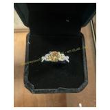 Ladies Amber Colored Gemstone Ring Size 6