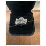 Stacked Inlaid Clear Stone Ring Size 6
