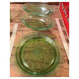 3ct Green Cameo Depression Glass Platters