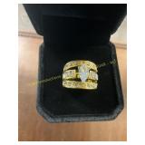 Ladies Double Pointed Clear Stone Ring Size 6