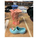 McCoy Orange Vase, Blue Vase + Planter