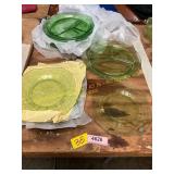 Green Cameo Depression Glass Plates