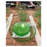 Green Cameo Depression Glass Pieces