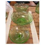 3ct Green Cameo Depression Glass Pieces