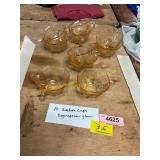 10ct Amber Depression Glass Cups