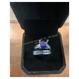 Ladies Ocean Blue Stone Engagement Ring Size 6