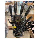 9pc Black Kitchen Knife Set w/ Acrylic Block