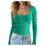 Syellowafter Women Sweetheart Neck Tops Ribbed Sz