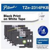 4-Pk. Brother TZe231 Tape: 12mm Black Ink