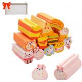 12 PCS Fun Food Erasers for Kids, Brown