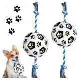 JellyArch 2 Pcs 5 Inch Dog Balls on Rope