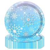 2Ct 24Pcs 7  Christmas Snowflake Paper Plates