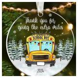 7Ct School Bus Ornaments - Acrylic Christmas