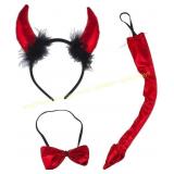 2ct Lux Red Black Fuzzy Devil Costume 3PC Set
