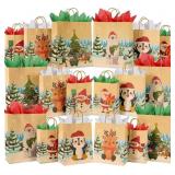 ASOEMERZ 18 Pack Christmas Kraft Gift Bags