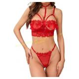 NIUIY Women Sexy 2 Piece Lace Lingerie Set Sz S