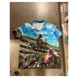 Hawaiian Horse Racing button up - mens Sz.(2XL)