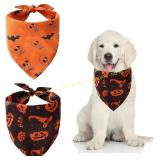 6ct 2 Pack Halloween Dog Bandanas, Black