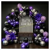 Purple Black Balloon Arch Kit, Halloween Decor
