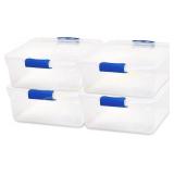 4Pack unbranded Clear Plastic Storage Bins, 15.5Qt