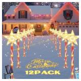 HELESIN 12Pcs 180LED Solar Candy Cane Lights