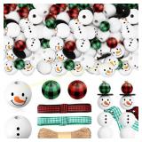 Yulejo 180 Pieces Christmas Snowman Wooden Bead Se