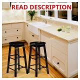 2-Pk. PJ Wood Round-Seat 29in. Stools, Black