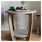 Rustic Brown 23" Round End Table with Shelf