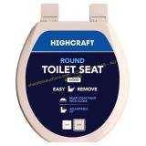 Round Toilet Seat w/ Adjustable Hinges, Bone