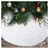 Gnomdcer 59in White Christmas Faux Fur Tree Skirt