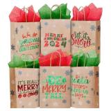 24-Pk. (Brand?) 9in. Christmas Kraft Paper Bags
