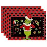 4pk. 12x18in. Grinch Christmas Placemats, PINK