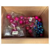 Box of Assorted pink & blue Xmas tree ornaments
