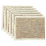 6pk FiveRen Placemats, Burlap Beige